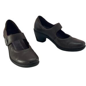 Romika Mary Jane Leather Pumps Womens 39 Brown Round Toe Career Formal Workwear